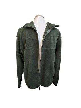 Bass Pro Shops Green Full Zip Fleece Jacket Adjustable Hem Mens Size L JJ4354